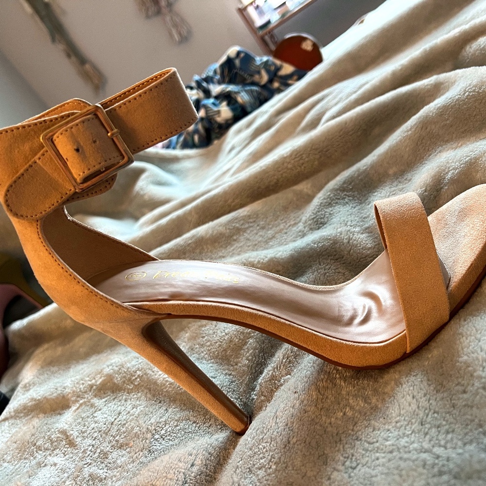 Creme Suede Ankle Stiletto